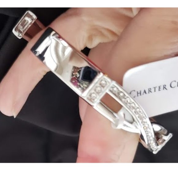 NEW Charter Club CrissCross Bangle Bracelet Silver - Picture 7 of 9